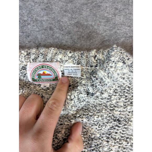VINTAGE 80s Concept Clothing Company Sweater Mens Medium Gray Black Knit Cozy - Picture 5 of 5